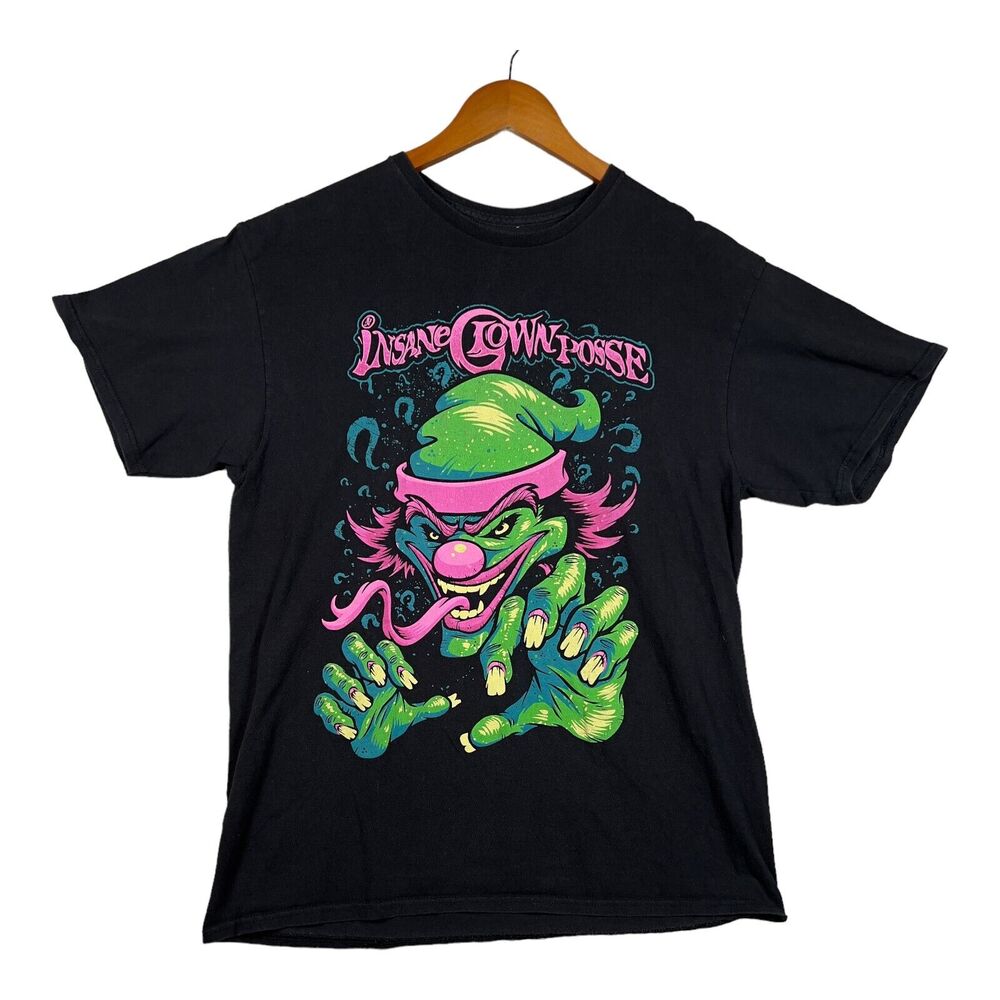Insane Clown Posse ICP T-Shirt Black NEON Pink Green HipHop Horrorcore Men’s L